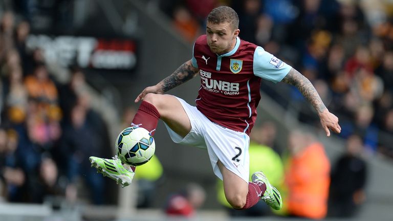 Burnley's English defender Kieran Trippier during the English Premier League football match against Hull City and Burnley at the KC Stadium on May 9, 2015