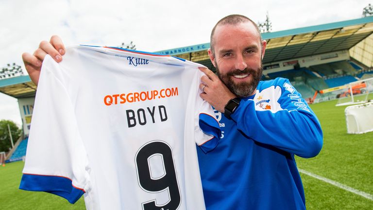 Kilmarnock's newest signing Kris Boyd is all smiles as he returns to the club for a third spell
