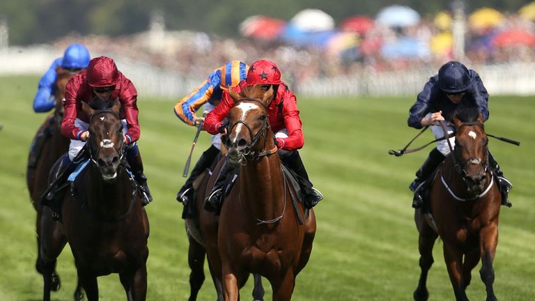 Balios, ridden by Jockey Jamie Spencer, on his way to winning the King Edward VII Stakes 