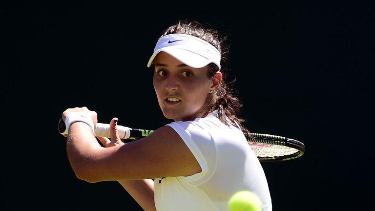 Laura Robson in action against Evgeniya Rodina during the First round women's singles during day two of the Wimbledon Championships at the All England Lawn
