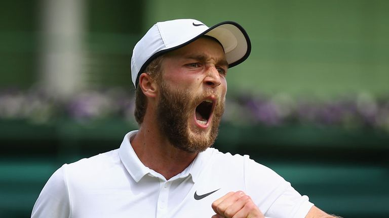 Liam Broady reacts during his win over Marinko Matosevic
