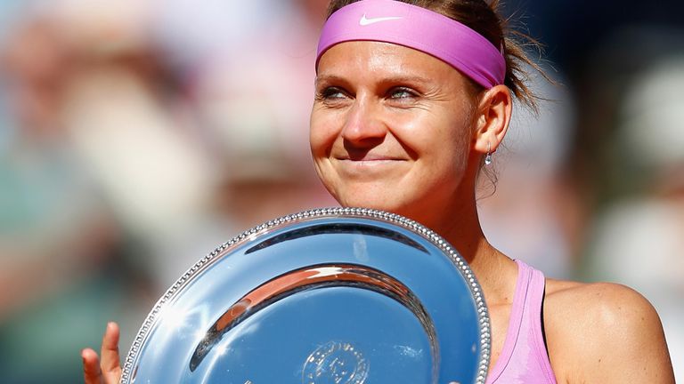 Runner up Lucie Safarova of Czech Repbulic poses with her trophy afterthe Women's Singles Final againt Serena Williams