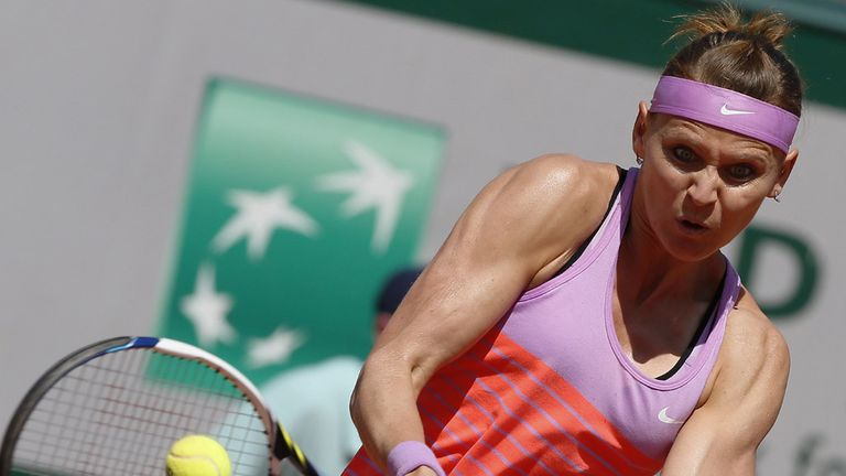 Czech Republic's Lucie Safarova returns the ball to Serbia's Ana Ivanovic during the women's semi-finals of 