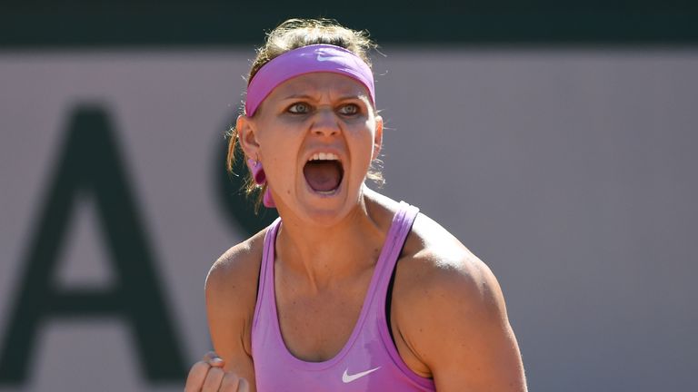 Lucie Safarova reacts after a point