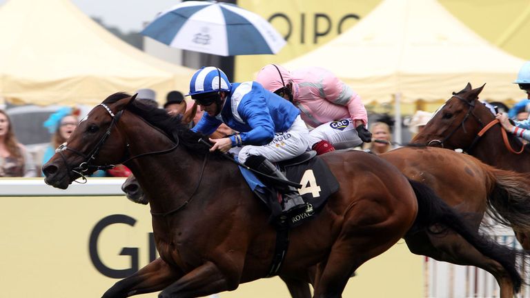 Mahsoob ridden by Paul Hanagan (front) wins the Wolferton Handicap Stakes during day five of the 2015 Royal Ascot Meeting at Ascot Racecourse, Berkshire. P