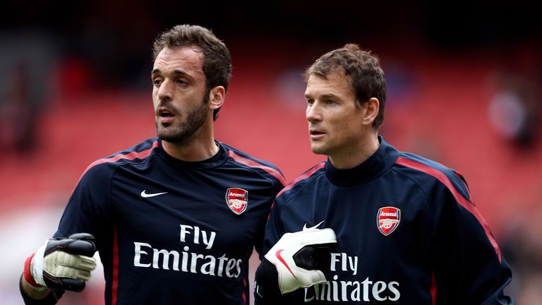 Former Arsenal goalkeepers Manuel Almunia and Jens Lehmann 