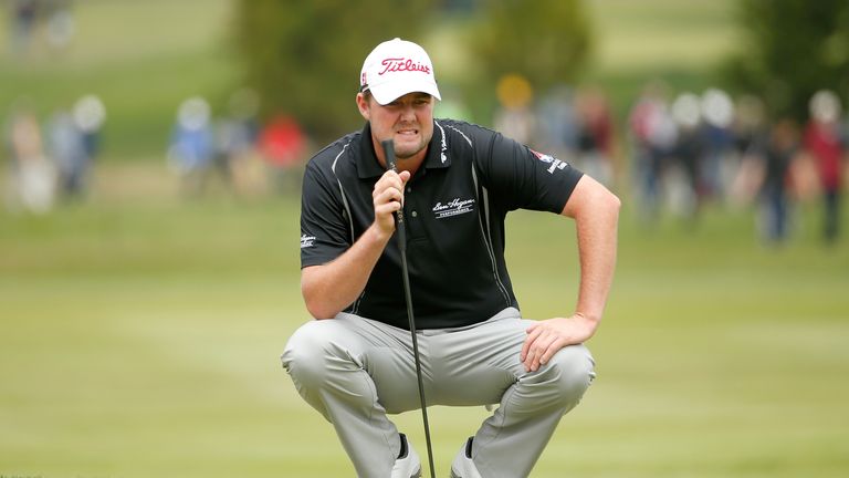 SAN FRANCISCO, CA - MAY 02:  Marc Leishman of Australia lines up a putt on the 16th hole during round four of the World Golf Championships Cadillac Match P