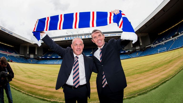 New Rangers manager Mark Warburton (left) and his assistant and former Ibrox star David Weir unveiled at Ibrox