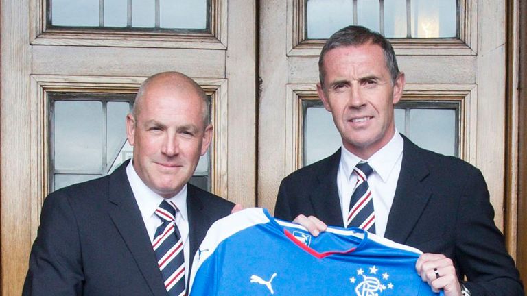 New Rangers Manger Mark Warburton (left) and Assistant Manager David Weir are unveiled at Ibrox stadium, Glasgow.