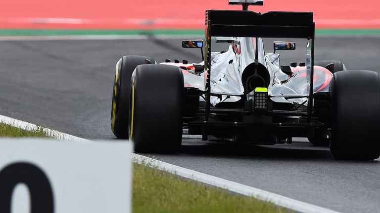 Fernando Alonso on track during Friday practice at Austria 