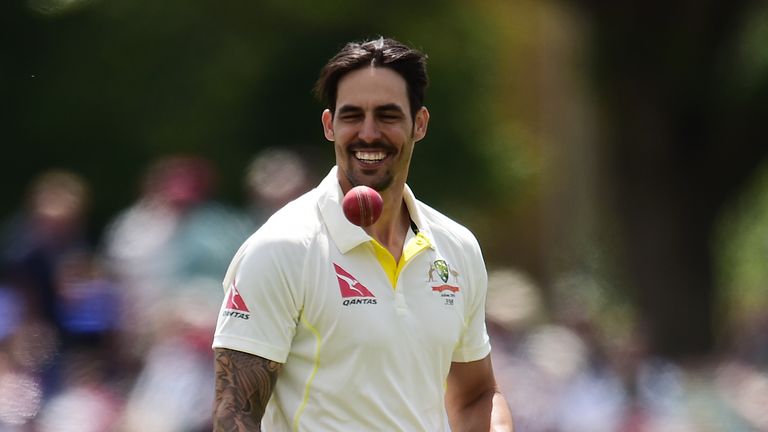 Mitchell Johnson is all smiles during day three 