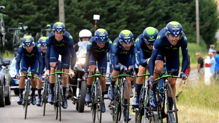 Movistar on stage three of the 2015 Dauphine-LIbere