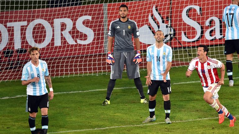 Nelson Haedo Valdez Paraguay v Argentina Copa America