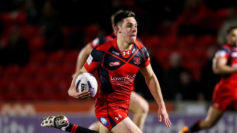 Salford's Niall Evalds in action.