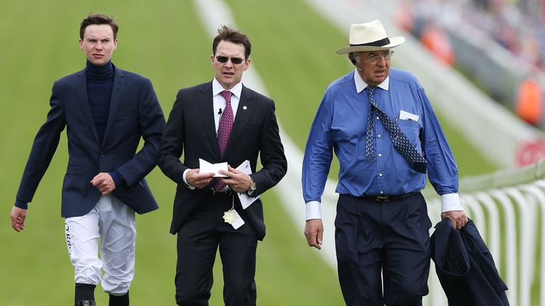 Trainer Aidan O'Brien (centre) with Joseph O'Brien