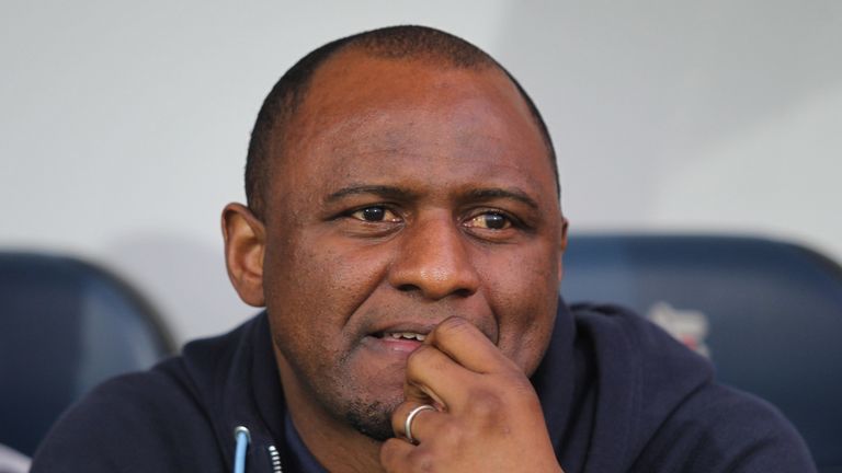 Patrick Vieira looks on during the UEFA Youth League Quarter Final match between AS Roma and Manchester City
