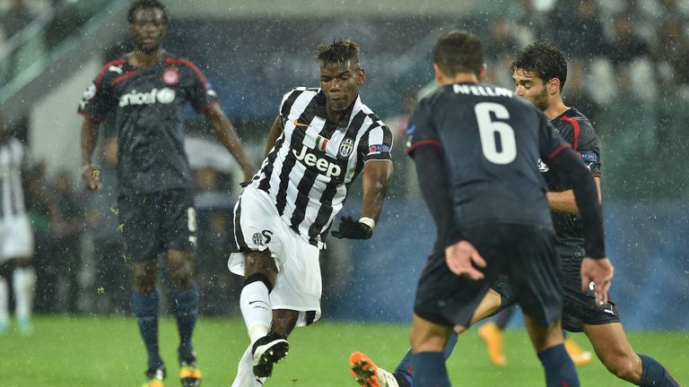 Paul Pogba scored a vital winner in a 3-2 victory over Olympiacos