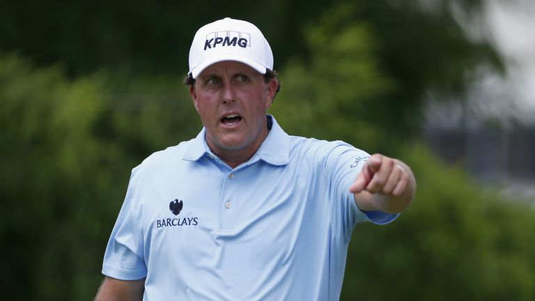 Phil Mickelson walks off the 12th tee box during round two of the FedEx St. Jude Classic at TPC Southwind on June 12.