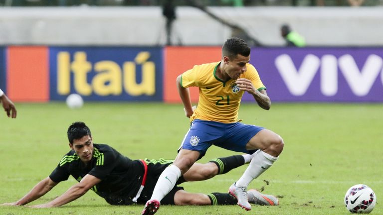 Philippe Coutinho scores his first Brazil goal