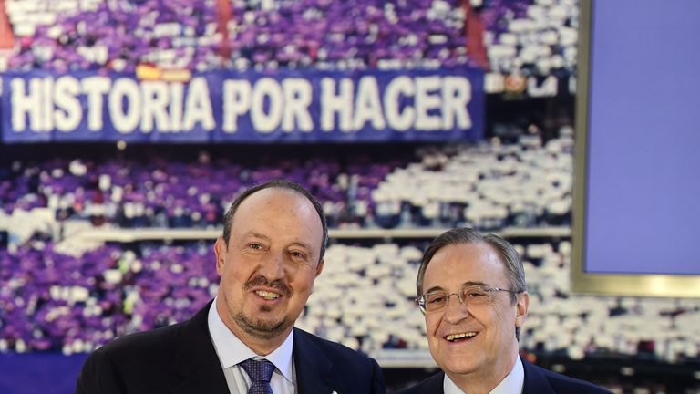 Rafael Benitez and Real Madrid president Florentino Perez