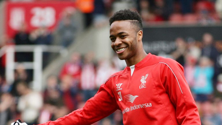 Raheem Sterling of Liverpool warms up