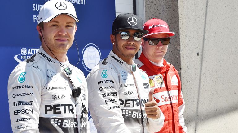 The top three qualifiers in Canada - Rosberg, Hamilton and Raikkonen