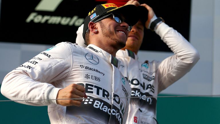 Lewis Hamilton and Nico Rosberg on the podium