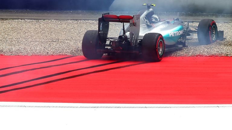 Nico Rosberg of Germany and Mercedes GP drives off the track after locking up during qualifying