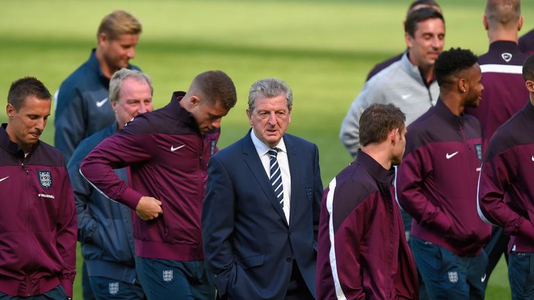 Roy Hodgson and the England squad take a stroll around the Aviva Stadium