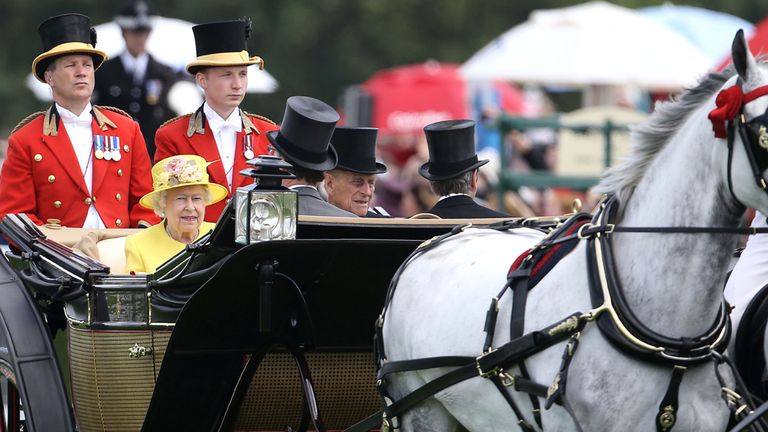 Queen Elizabeth II and Prince Philip, Duke of Edinburgh, arrive ahead of day four at Royal Ascot