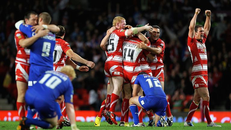 Wigan Warriors after beating St Helens in the 2010 Grand Final