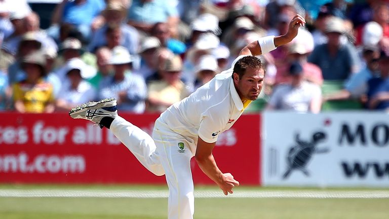 Australia's Ryan Harris bowls during day two of the tour match between Kent and Australia