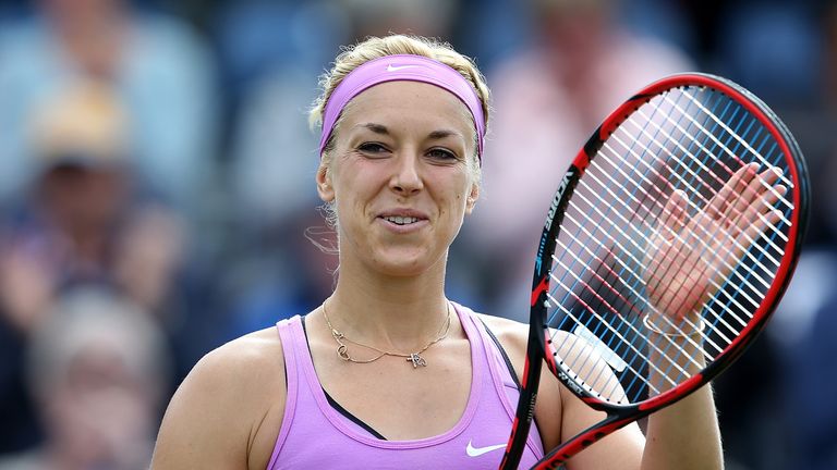 BIRMINGHAM, ENGLAND - JUNE 19:  Sabine Lisicki of Germany celebrates victory in her quarter final match over Daniela Hantuchova of Slovakia on day five of 