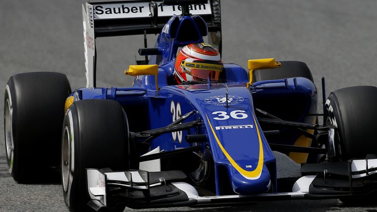 Raffaele Marciello drives the Sauber at the in-season Barcelona test