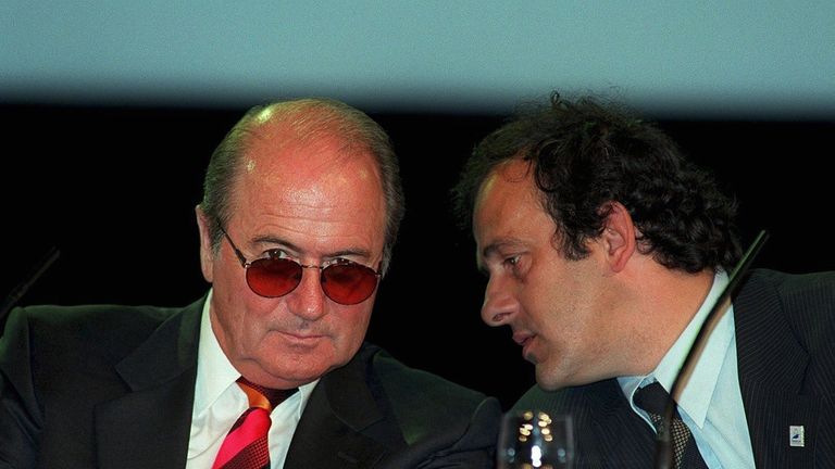 UNSPECIFIED - JUNE 10:  FIFA; Joseph BLATTER, Michel PLATINI  (Photo by Bongarts/Getty Images)