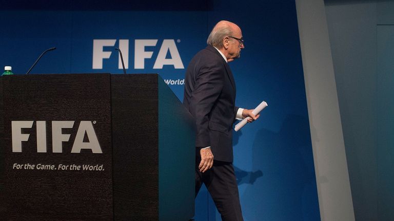 Sepp Blatter departs after announcing his resignation
