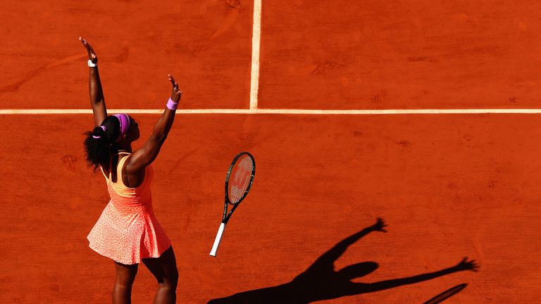 Serena Williams of the United States celebrates match point in the Women's Singles Final against Lucie Safarova 