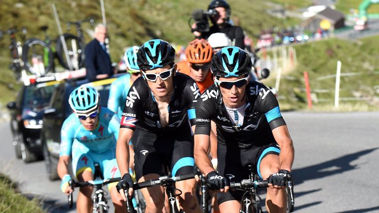 Sergio Henao and Geraint Thomas on stage five of the 2015 Tour de Suisse