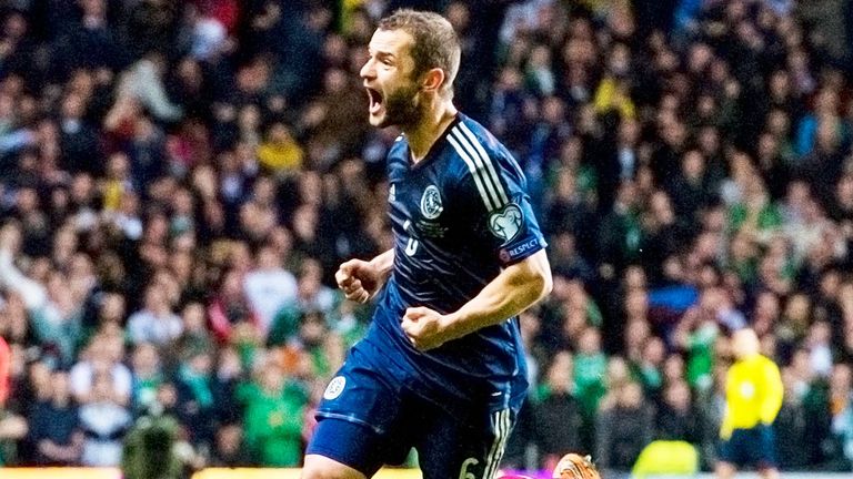 Shaun Maloney celebrating his goal against Republic of Ireland last November