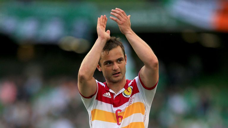 Scotland's Shaun Maloney celebrates the draw after the game during the UEFA European Championship Qualifying match at the Aviva Stadium, Dublin.