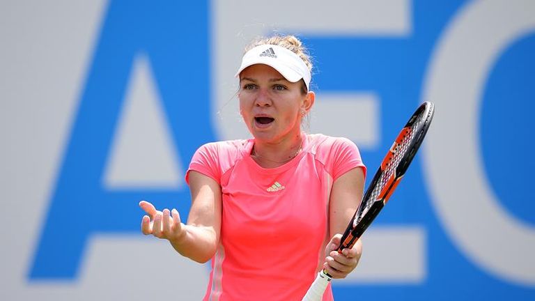Simona Halep crashed out of the Aegon Classic in Birmingham.