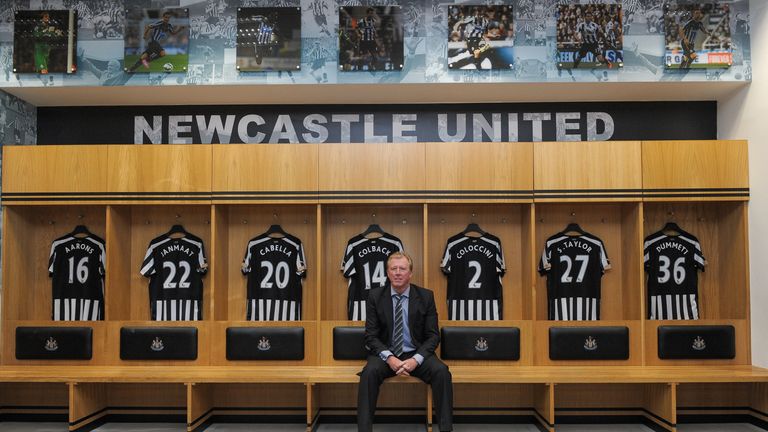 Newcastle United's New Head Coach Steve McClaren poses for photographs in the home dressing room at St.James' Park
