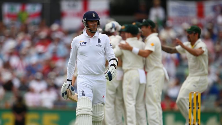 Graeme Swann was dismissed by Nathan Lyon in the third Test in Perth in December 2013