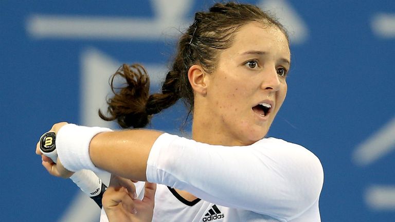 Laura Robson returns a shot to Klara Zakopalova during day two of the 2013 China Open