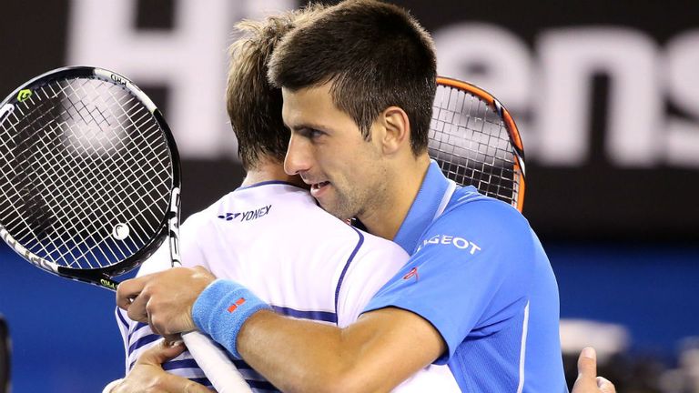 Novak Djokovic and Stan Wawrinka at the 2015 Australian Open at Melbourne Park