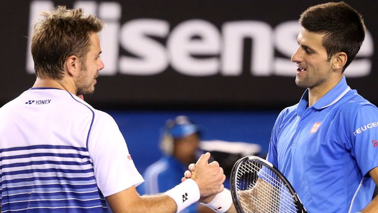 Novak Djokovic and Stan Wawrinka at the 2015 Australian Open