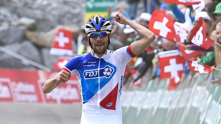 Thibaut Pinot wins on stage five of the 2015 Tour de Suisse