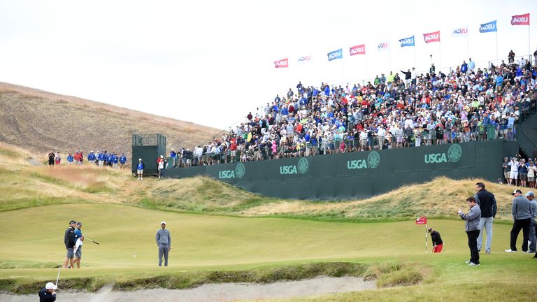 Jordan Spieth during a practice round at the US Open, Chambers Bay