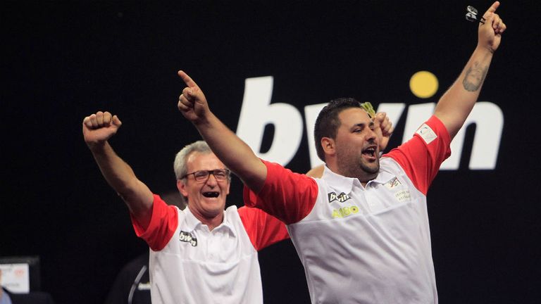 Gibraltar's Dyson Parody and Manuel Vilerio at the World Cup of Darts