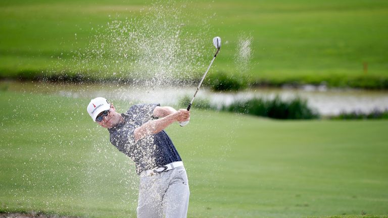 Zach Johnson hits it out of the sand on the fourth hole during Round Two of the AT&T Byron Nelson at the TPC Four Seasons Resort
